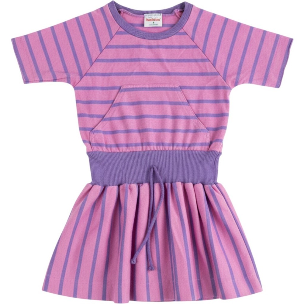 Vintage Health-tex Girls Striped Dress Pink Purple Short Sleeve Pocket Size 5